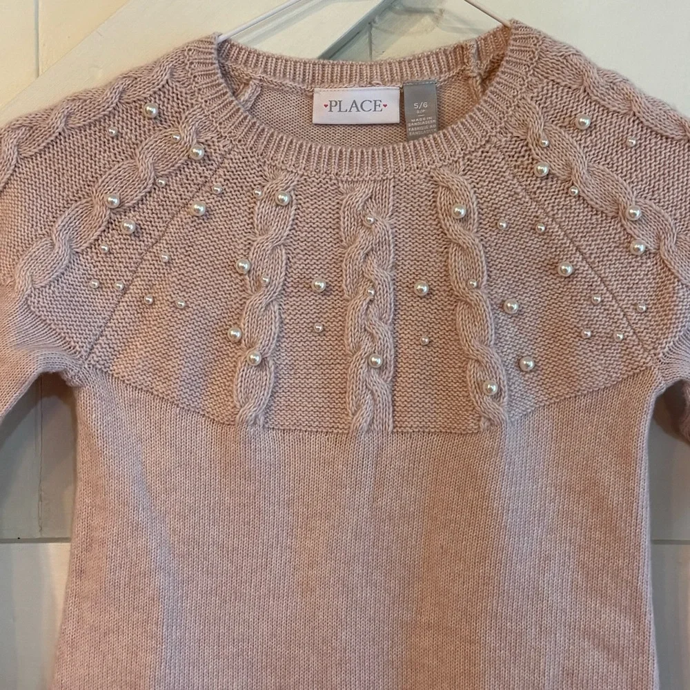 Children’s Place Girl’s Pink Crewneck Sweater Dress Soft Knit Size 5/6 NWT‎